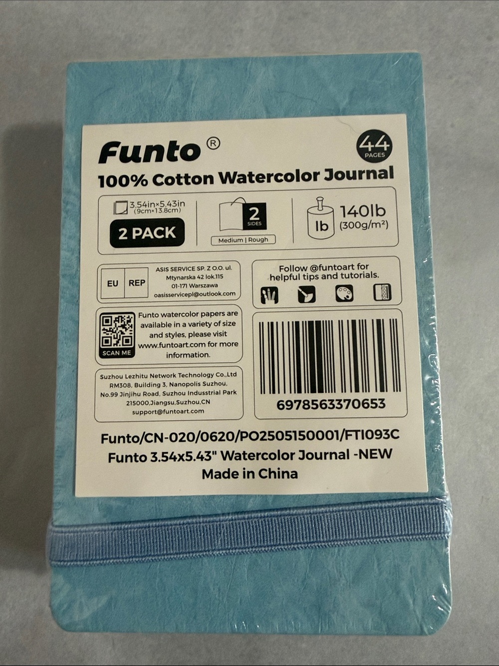 100% Cotton Watercolor Journal - Light Blue